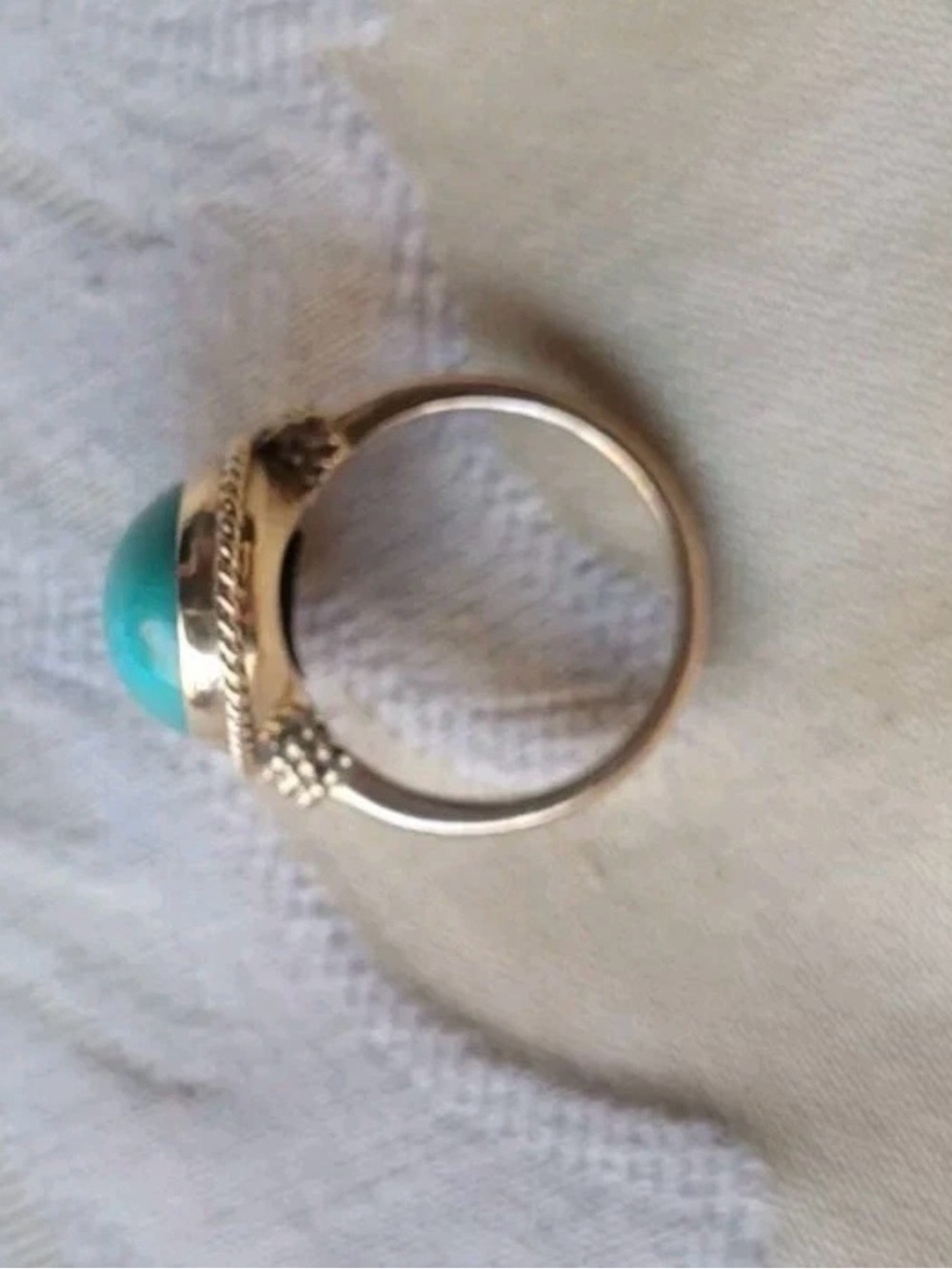 Vintage solid 14k gold natural blue/green turquoise ring with matrix size 6.5 - Picture 6 of 7